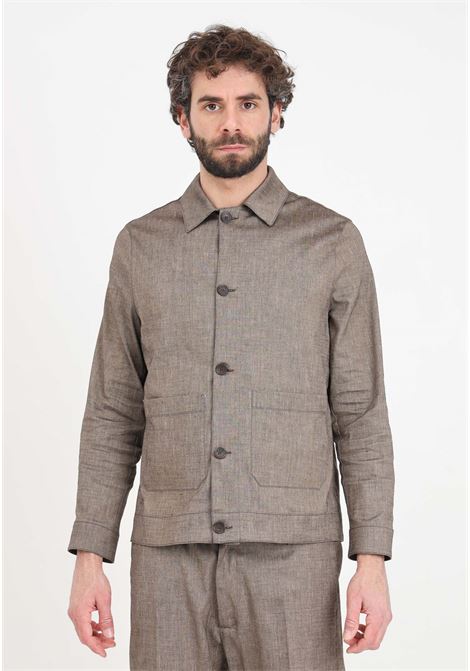 Brown men's shirt with large pockets on the front IM BRIAN | GIU2900020
